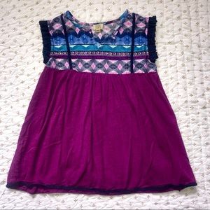 TRUE CRAFT girls sz medium boho embroidered shirt